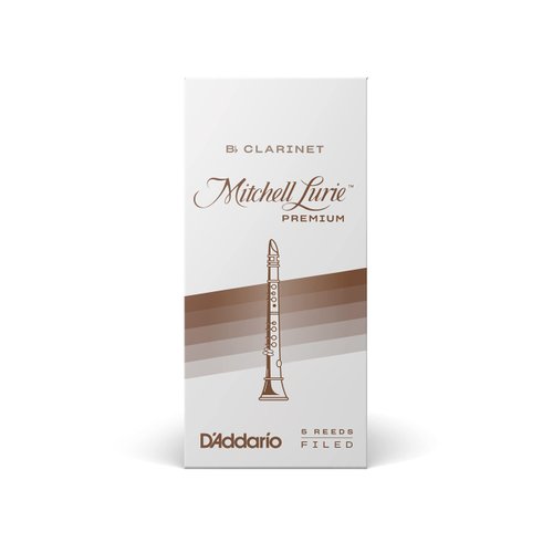 D'Addario Woodwinds Mitchell Lurie Premium Bb Clarinet Reeds - Filed, Featuring Thinner Tip, Thicker Spine - Strength 2.5, 5-Pack