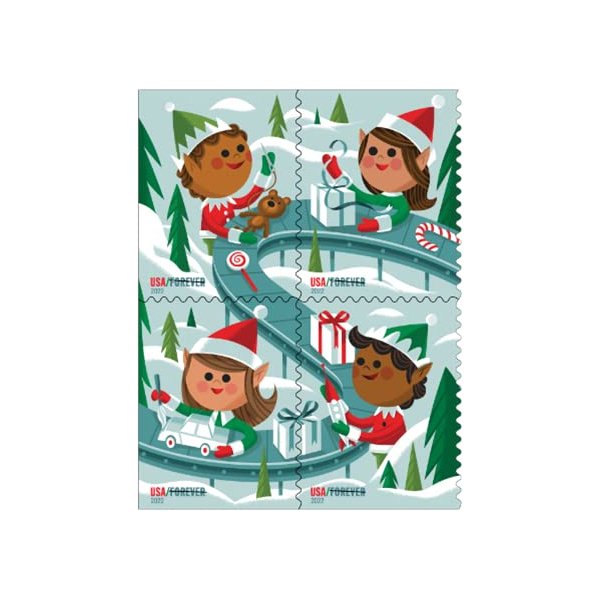 USPS Holiday Elves Forever Postage Stamps (1 Booklet, 20 Stamps)