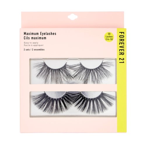 Forever 21 Eyelashes 2-Pack Maximum Eyelashes Set, Voluminous False Lashes, 5D Faux Lashes | F21 Beauty Eyelashes, Womens Eyelashes Easy To Apply, Makeup Artist Must Haves