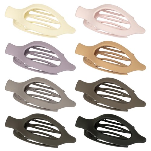Gift4U Flat Hair Clips for Women, 8 Pack French Concord Claw Clips for Thick Thin Curly Hair, Strong Hold No Slip Grip Hair Claw Clips, Neutral Colors D