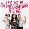 Rose Red Glitter It's Me Hi I'm the Grad Girl It's Me Banner, Class of 2024/Congrats 2024 Grad/Congratulation, 2024 Graduation Party Decorations Supplies for Girls