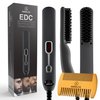 Aberlite EDC - Premium Beard Straightener Brush - Professional Straightening Tool Heated Comb - Beard Kits Gift Sets - Beard Grooming Kit for Men Gift Set (Grey)