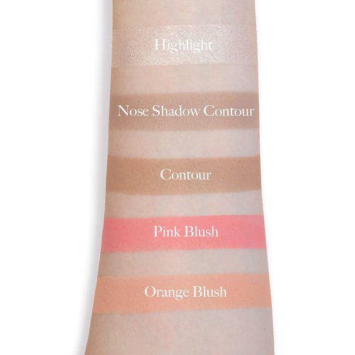 READY TO SHINE Snow Bright Contour Highlight Blush Makeup Palette - Smooth and Pigmented - Easy to Blend - Vegan and Cruelty Free - 5 Part Pressed Powder Makeup Kit - With Mirror For All Skin Types