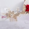 CROWN GUIDE Bridal Hair Comb Clip Pin Rhinestone Pearl Wedding Hair Accessories for Women Brides Bridesmaid Hairpiece Gold