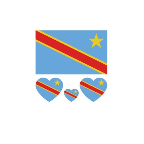 ZPDNURZL 10 Sheets Congo Blue Flag Tattoos Stickers 40 Pcs Waterproof Sweat Sports National Flag Removable Fake Tattoos