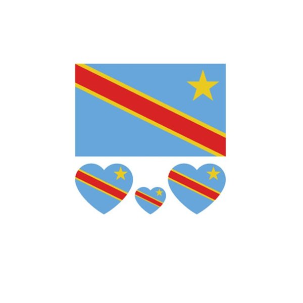 ZPDNURZL 10 Sheets Congo Blue Flag Tattoos Stickers 40 Pcs Waterproof Sweat Sports National Flag Removable Fake Tattoos