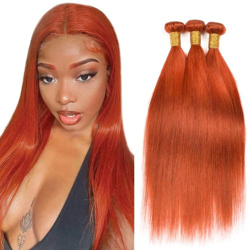 16 18 20 Inch Color 350 Bundles Human Hair Ginger Straight Human Hair Bundles Color 350 Straight Bundles Human Hair Extensions Ginger Orange Bundles Remy Hair