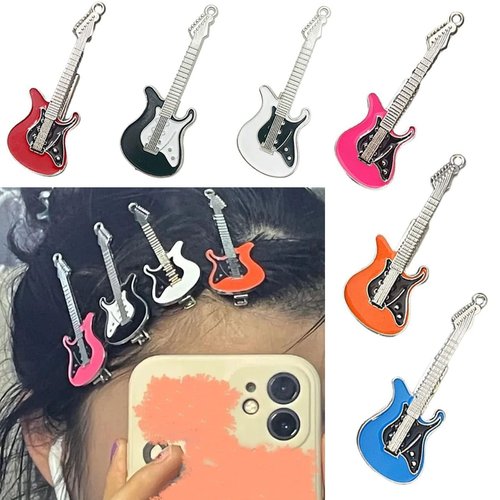 OTEEGX 6PCS Cute Y2K Hair Clips Guitar Duckbill Metal Hair Clip Vintage Hair Pins Y2K for Women Accessories Grunge Style1