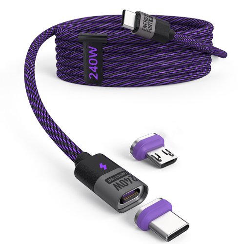 BRIMFORD 240W USB C Magnetic Charging Cable 6ft, PD3.1 48V 5A USB C to USB C/Micro USB Magnetic Charger Fast Charging Cable, Nylon Braided Magnetic Charger Cable for Laptop/Tablet/Phone