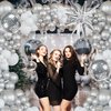 ECEAE Disco Party Balloon Garland Arch Kit 134 Pcs Metallic Silver Matte White Confetti Balloons Disco Balls Ideal for Adult Birthday Dancing Theme Decor Graduation Party Celebrity-Inspired Events