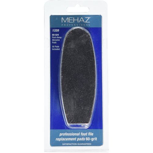 Mehaz Professional Stainless Steel Foot File Replacement Pad, 60 Grit, 50 Count