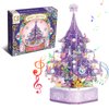 MEIEST Christmas Tree Building Blocks Set,DIY Purple Crystal Christmas Tree Music Box,Xmas Holiday Construction Toy Gift,Home Decor