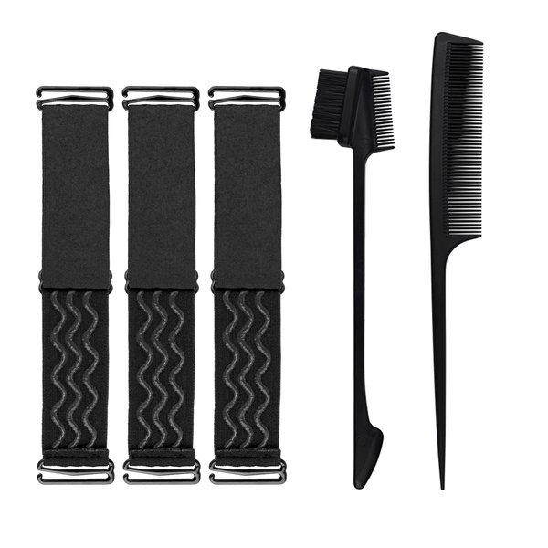 3 Pcs Adjustable Wig Band, Removable Elastic Bands for Glueless Wig No Slip Wig Strap to Secure Wig Black Wig Accessories to Keeping Wig Grip