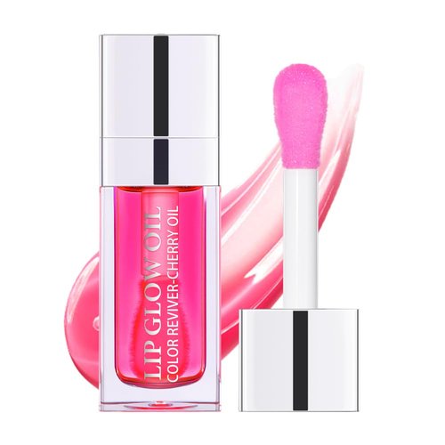 VENYSIS Hydrating Lip Glow Oil, Moisturizing Lip Gloss, Plumping Lip Oil, Non-Sticky Long Lasting Lip Oil Gloss, Transparent Lip Oil Tinted, Reduce lip lines (Raspberry)