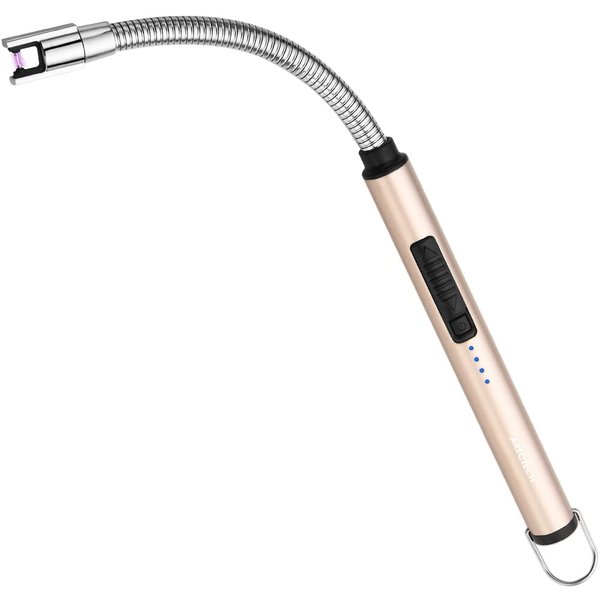 ARECTECH Lighter Candle Lighter Electric Lighter Rechargeable Lighter USB Arc Lighter Plasma for Camping Candle Cooking BBQs Fireworks Gold