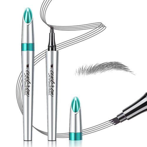 Eyebrow Pencil Eyebrow Microblading Pen - Eyebrow Pen Micro 4 Point Brow Pen Lift & Snatch Eye Makeup for Brow Flick, Long-Lasting Waterproof Natural 3D Eyebrow Hair (Dark Gray)