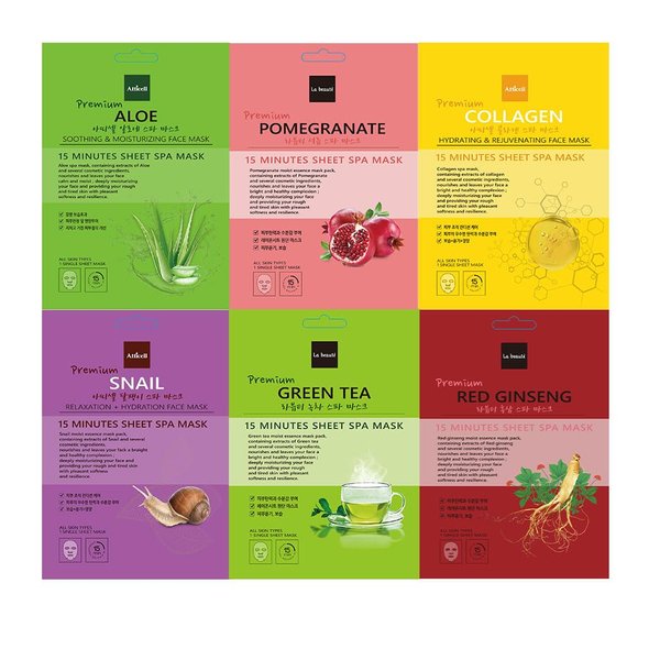 ZENIBELL Korean Face Mask Skin Care Facial SkinCare Masks Sheet Set (pack of 6) - Treatment Beauty Products for Women, men, teen girl Hydrating Moisturizer
