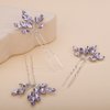 Teyglen 3pcs Bridal Crystal Hair Pins Rhinestones Hair Pieces Simple Crystal Wedding Hair Accessories Handmade Hair Pins for Women Bride Girls (Purple)
