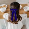 2PCS Velvet Hair Bows Ribbon Hair Clips, Alligator Hair Pins, Ponytail Holder Accessories Sides Metal Hair Bow Barrettes Hair Accessories for Women Girls Kids (Blue)