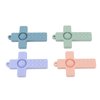 Hztyyier 4PCS Baby Teether Easy to Grip Cross Shape Colorful Infant Chew with Silicone Lanyard for Boy Girl Newborn Gift Soothing Toys