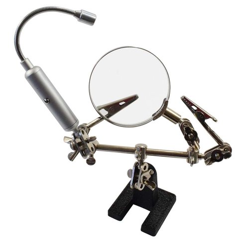 MAGNA-DESK 3X Power | 2.5" (6.4 cm) Swivel Glass Lens | LED Gooseneck Light | Alligator Clips | Weighted Cast Iron Base | Precision & Clarity in Your Projects