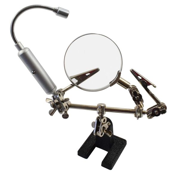 MAGNA-DESK 3X Power | 2.5" (6.4 cm) Swivel Glass Lens | LED Gooseneck Light | Alligator Clips | Weighted Cast Iron Base | Precision & Clarity in Your Projects