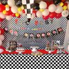 PIXHOTUL 4 Pcs Racing Car Tablecloths, Race Car Birthday Party Decorations Black Checkered Plastic Table Cover Table Runner for Kid Boy Birthday Race Car Theme Party (4, Red, 51'' x 108'')