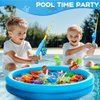 Magnetic Fishing Pool Toys Game for Kids Toddlers 3-5 4-8, Fishing Water Table Bathtub Toy with Inflatable Pool Pole Rod Net Plastic Floating Fish, Water Bath Pool Outdoor Toys for Kids Toddlers Baby