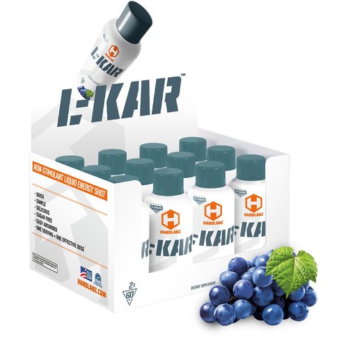HARDLABZ L-KAR - Liquid Carnitine Non-Stim Energy Shot, 3500 mg per Serving, Caffeine and Sugar Free, Grape, 2 oz - 12 Pack