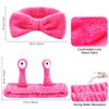 Atoden Spa Headband and Wristband Set Skincare Headband Makeup Headband Bowknot Snail Headbands Wrist Bands for Washing Face Cute Animal Face Wash Headband for Women Girls (Hot Pink)