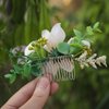 Fangsen Silver Wedding Freesia Rose Flower Hair Comb Bridal Floral Hair Headpiece for Women and Girls Ivory