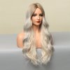 BERON Platinum Blonde Wig Long Wavy Wigs Platinum Blonde with Dark Roots for Women Platinum Blonde Wigs Synthetic Wig for Daily Party Wig Cap Include