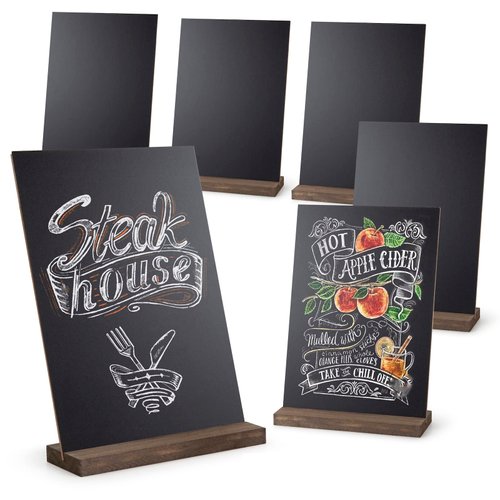 ONUPGO Mini Chalkboard Signs, Double Side 6 x 9 Inch Vintage Wooden Tabletop Chalkboard Sign with Base Stands - Set of 6, Decorative Mini Chalkboard Table Signs Small Message Chalk Board Sign