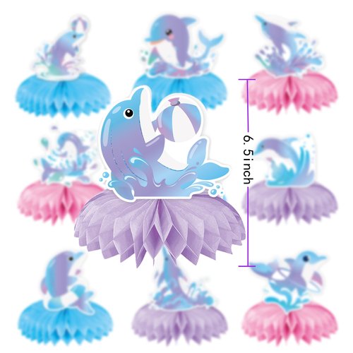 9Pcs Dolphin Party Decorations Dolphin Honeycomb Centerpieces Table Topper Favors for Kids Supplies
