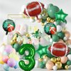 7pcs Football Balloons, Football Birthday Number Mylar Foil Balloon, Football Sport Them Party Supplies Football 3rd Birthday Decorations (3rd)