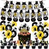 Cat Themed Party Decoration Black Cat Birthday Party Supplies Set Includes 5 x 3ft Black Cat Backdrops, Cat Happy Birthday Banner, Cake Topper, Cupcake Toppers, Balloons