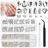 2630Pcs White Nail Rhinestones Crystal Clear Flatback Rhinestones Round Beads K9 Glass Gems Stones Nail Art Diamonds Jewels Multi Shapes Nail Charms for Nail DIY Face Eye Mackup Clothes Shoes Jewelry