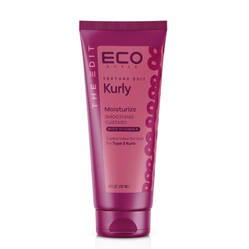 Eco Style, Texture Edit, Kurly Moisturize Smoothing Cream for Type 3 curly hair - A sulfate-free, curl cream that smooths, combats frizz and nourishes parched curls. 8 oz.