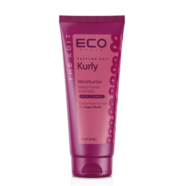 Eco Style, Texture Edit, Kurly Moisturize Smoothing Cream for Type 3 curly hair - A sulfate-free, curl cream that smooths, combats frizz and nourishes parched curls. 8 oz.