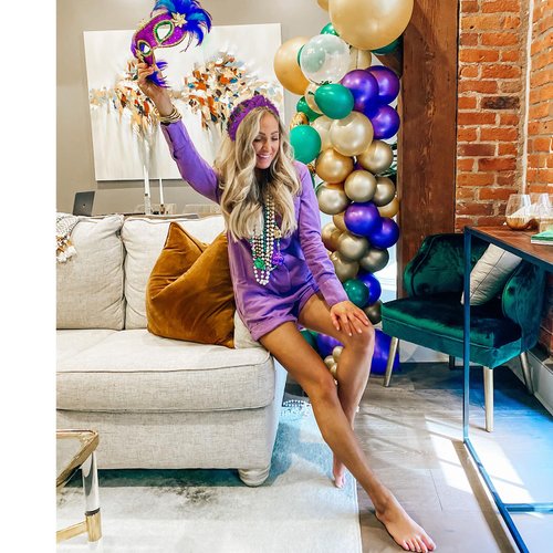 NVENF Mardi Gras Headbands for Women Crown Mask Headband Green Purple Yellow Rhinestone Jeweled Knotted Headband Mardi Gras Accessories Carnival Oufits Party Favors Gift (MARDI GRAS A - Purple)