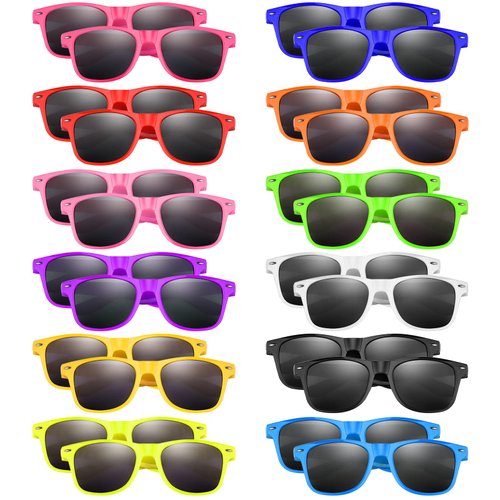 Bouiexye 24 Pack Kids Sunglasses Neon Glasses Kids Party Favors Bulk Bag Fillers Gift for Beach Pool Birthday Party Supplies