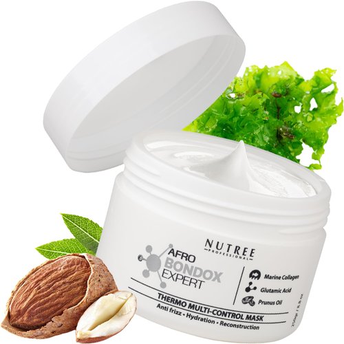 Amazonliss AFRO BRAZILIAN BONDOX HAIR MASK 8.8oz Extra Strong Hair Repair Thermal Mask ALL types, especially for Afro 4A 4B 4C - Hair Relaxer with Almond and Shea Oils, Seaweed, Formaldehyde Free