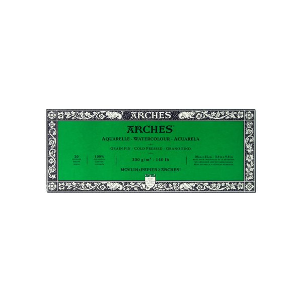 Arches Watercolor Paper Block, Cold Press, 3.9" x 9.8", 140 pound (1795056)