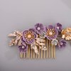 BERYUAN Rhinestone Flower Hair Pieces Bridal Purple Flower Hairpins Hair Comb Set for Bride Bridesmaid（4pcs）