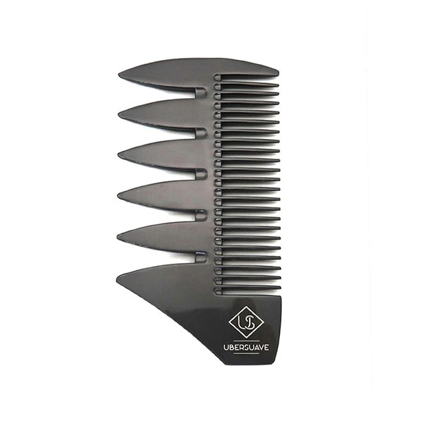 Ubersuave | Luxury Shuriken Metal Comb | Designed For Men's Hair Styling | Wet & Dry Hair | Destroys Tangles | Ideal For Hair, Beard, & Mustache | Crafted For Eternal Durability