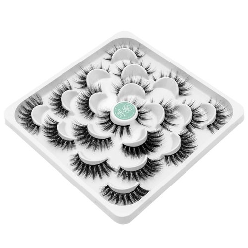 DYSILK Lashes False Eyelashes Natural - Cat Eye Lashes 10 Pairs Mixed Style 6D Faux Lashes Pack Reusable Eyelashes Lashes Natural Look Mink Fake Eyelashes Wispy Fluffy Lashes | 15-16mm