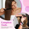 14-Piece Hair Braiding Set: 2 Magnetic Wristbands, 4 Parting Combs, 8 Wide-Tooth Sectioning Clips (Black, Pink)