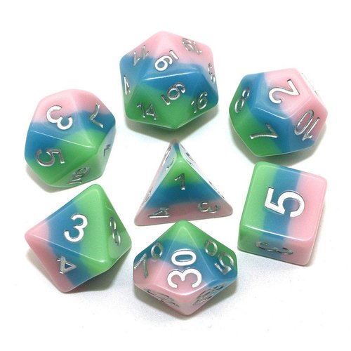 Dice Resin DND Dice Fit Dungeons and Dragons(D&D) RPG Pathfinder Role Playing Games Pink Blue Green 3 Layers Polyhedral Set… B088M16LZ