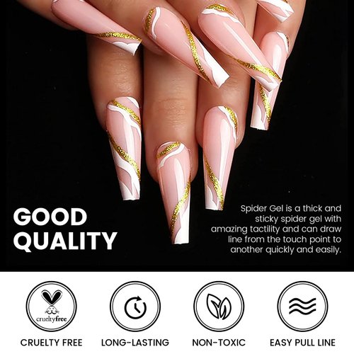 Ownest 6 Colors Spider Gel, Matrix Gel with Gel Paint Design Nail Art Kit Wire Drawing Nail Gel for Line, Soak Off UV LED DIY Manicure Nail Art Decoration With 15 Nail Art Brushes