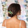 Lorealri Rhinestone Hair Comb Flower Bridal Hair Pieces Sparkle Crystal Leaf Hair Accessories Prom Wedding Side Combs for Women (Gold)